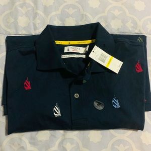Nautica (M)  mens short sleeve navy collared shirt